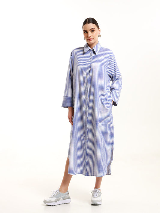 RESORT SHIRTDRESS / COBALT STRIPE