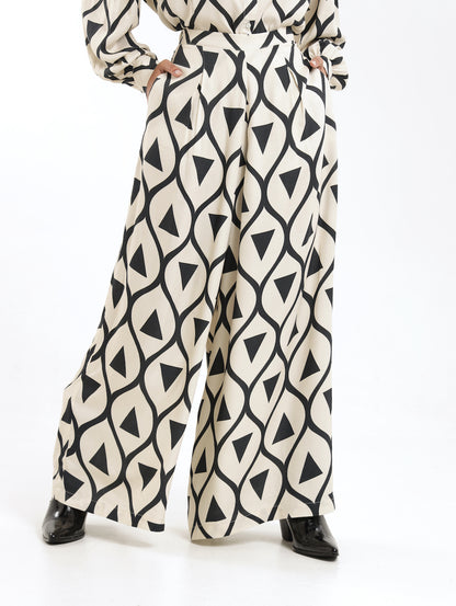CROPPED WIDE LEG PALAZZO / ABSTRACT GEO B&W