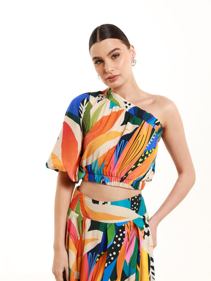 OTS PUFF SLEEVE TOP / HELICONIA