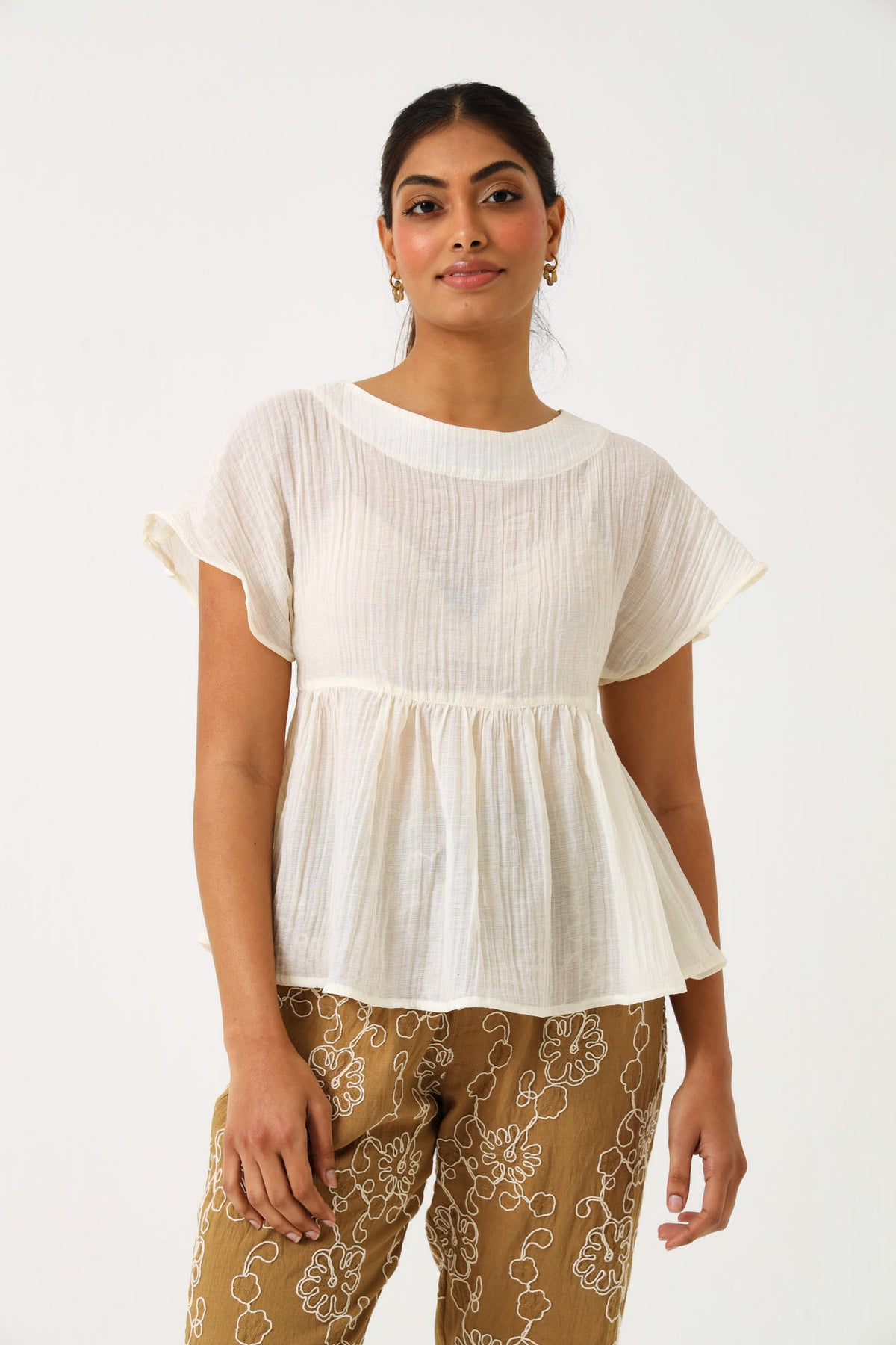 BABYDOLL TOP / MILK CRINKLE