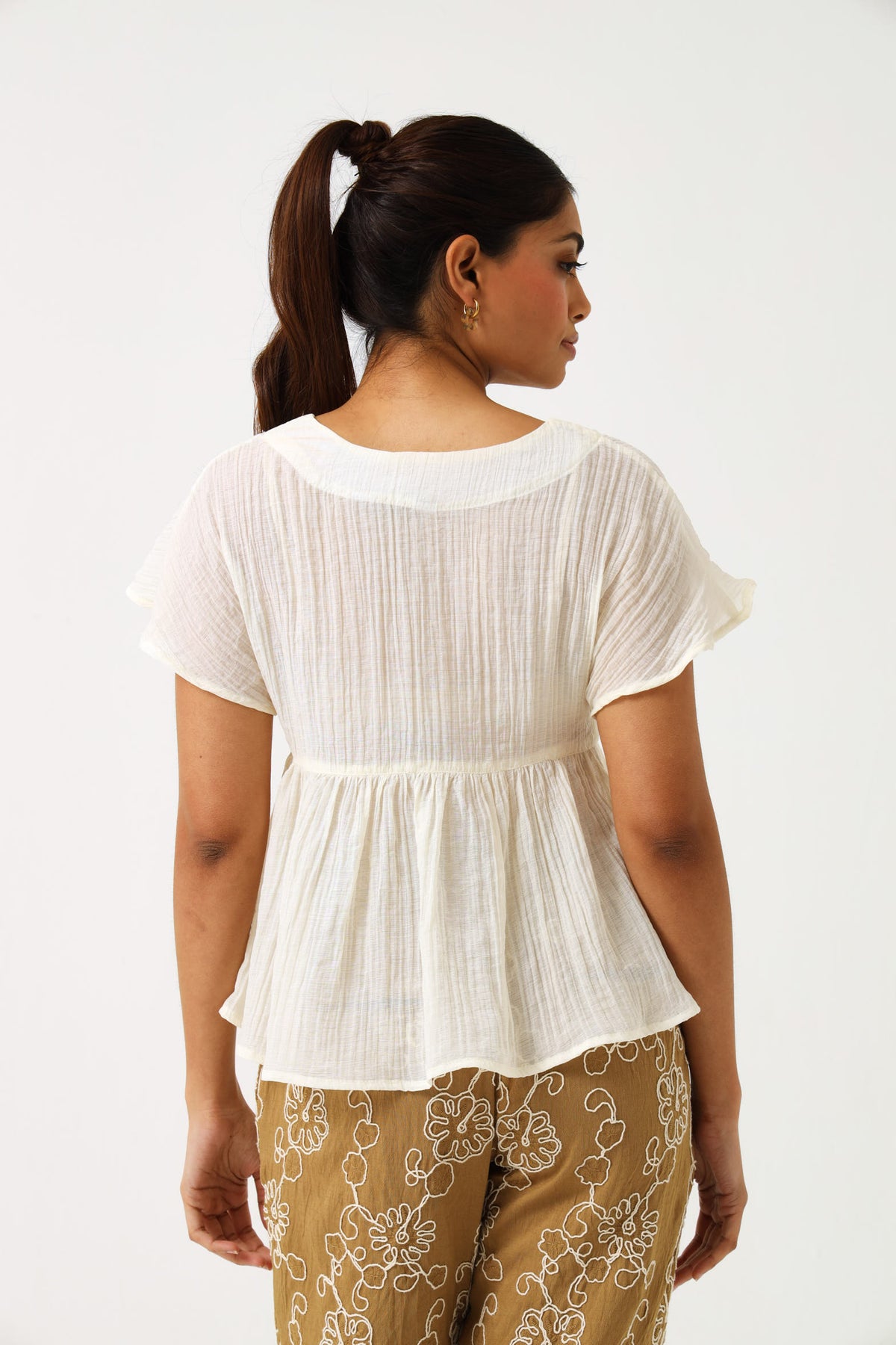 BABYDOLL TOP / MILK CRINKLE
