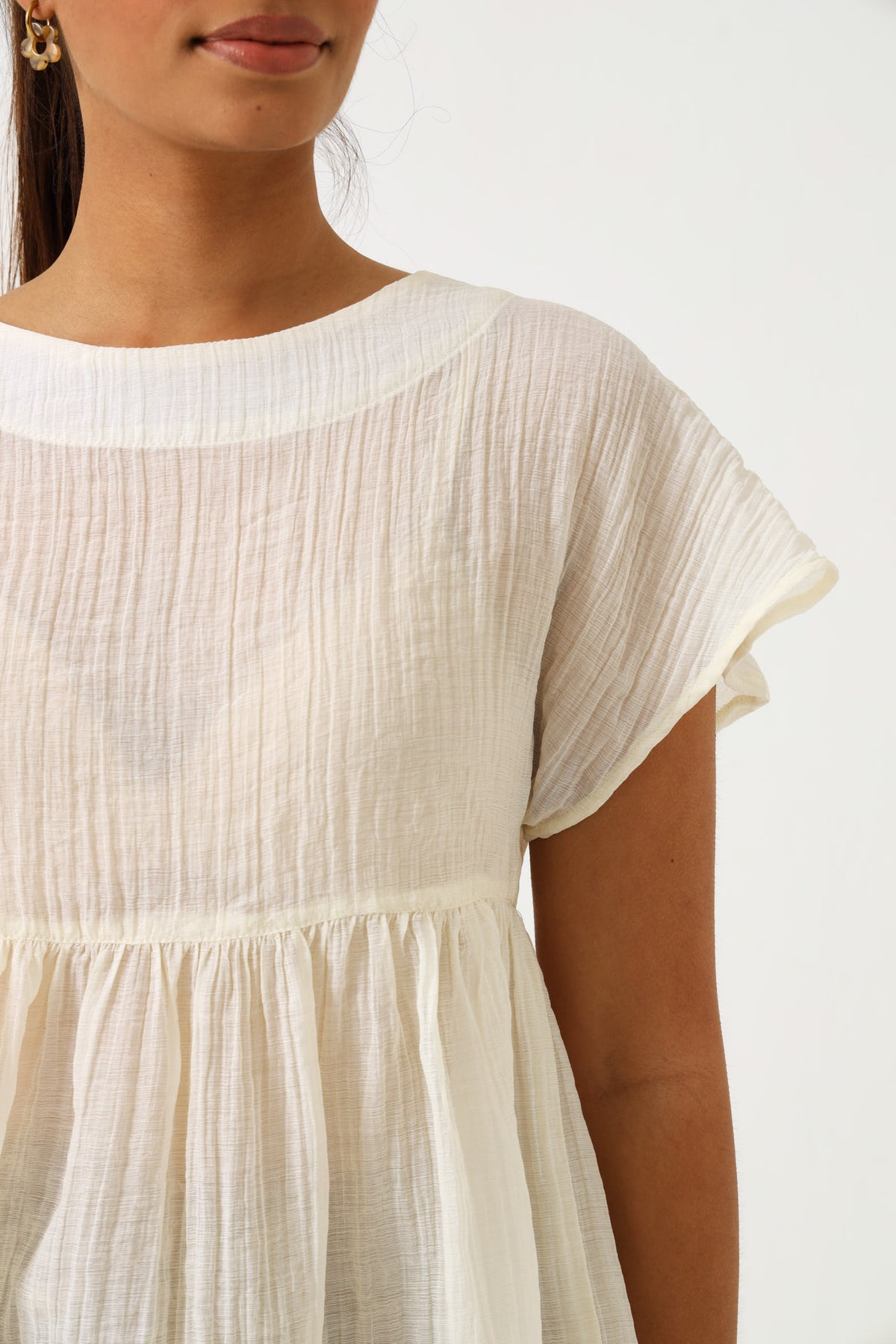 BABYDOLL TOP / MILK CRINKLE