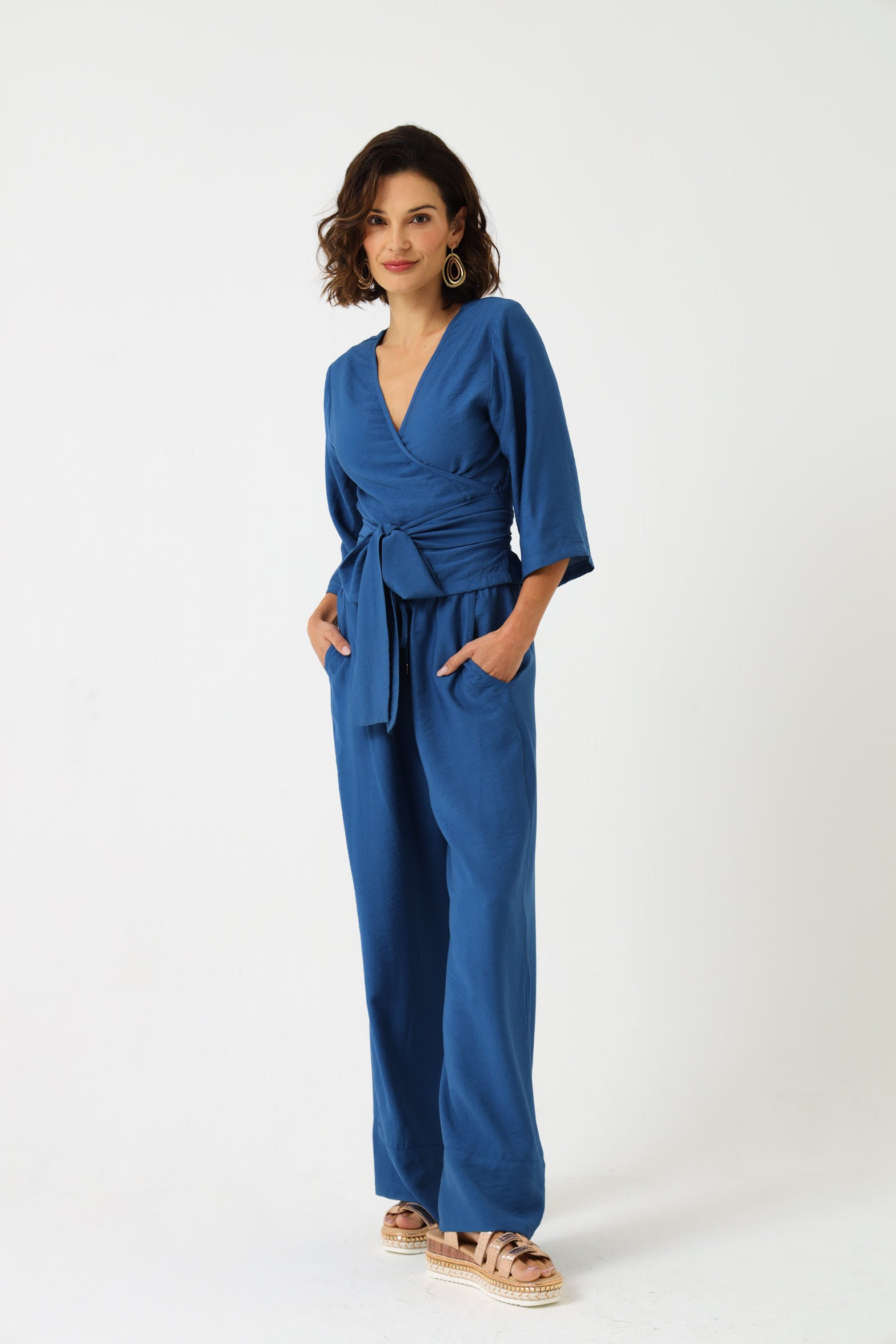 CROPPED WRAP TOP / DEJA BLUE