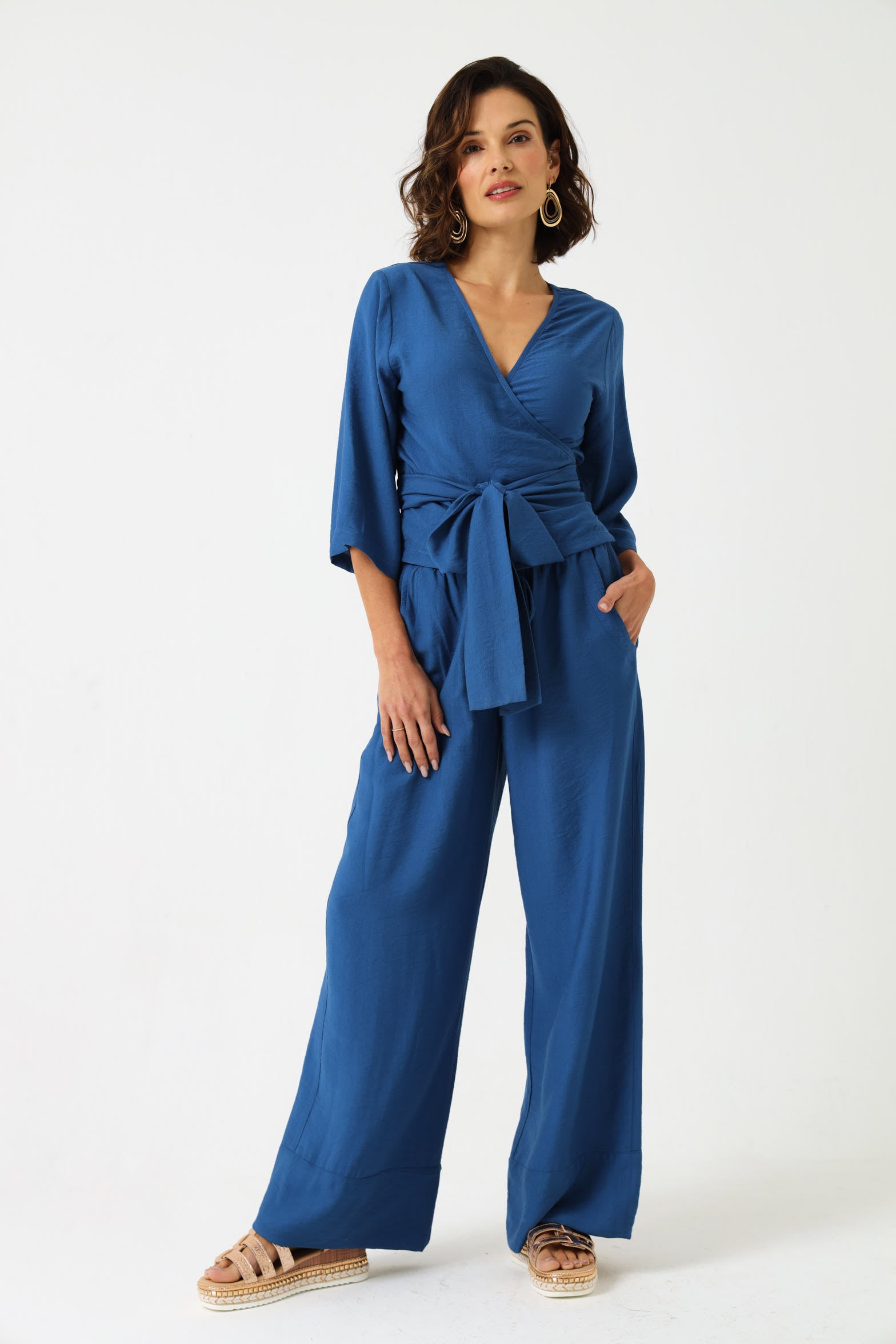 CROPPED WRAP TOP / DEJA BLUE
