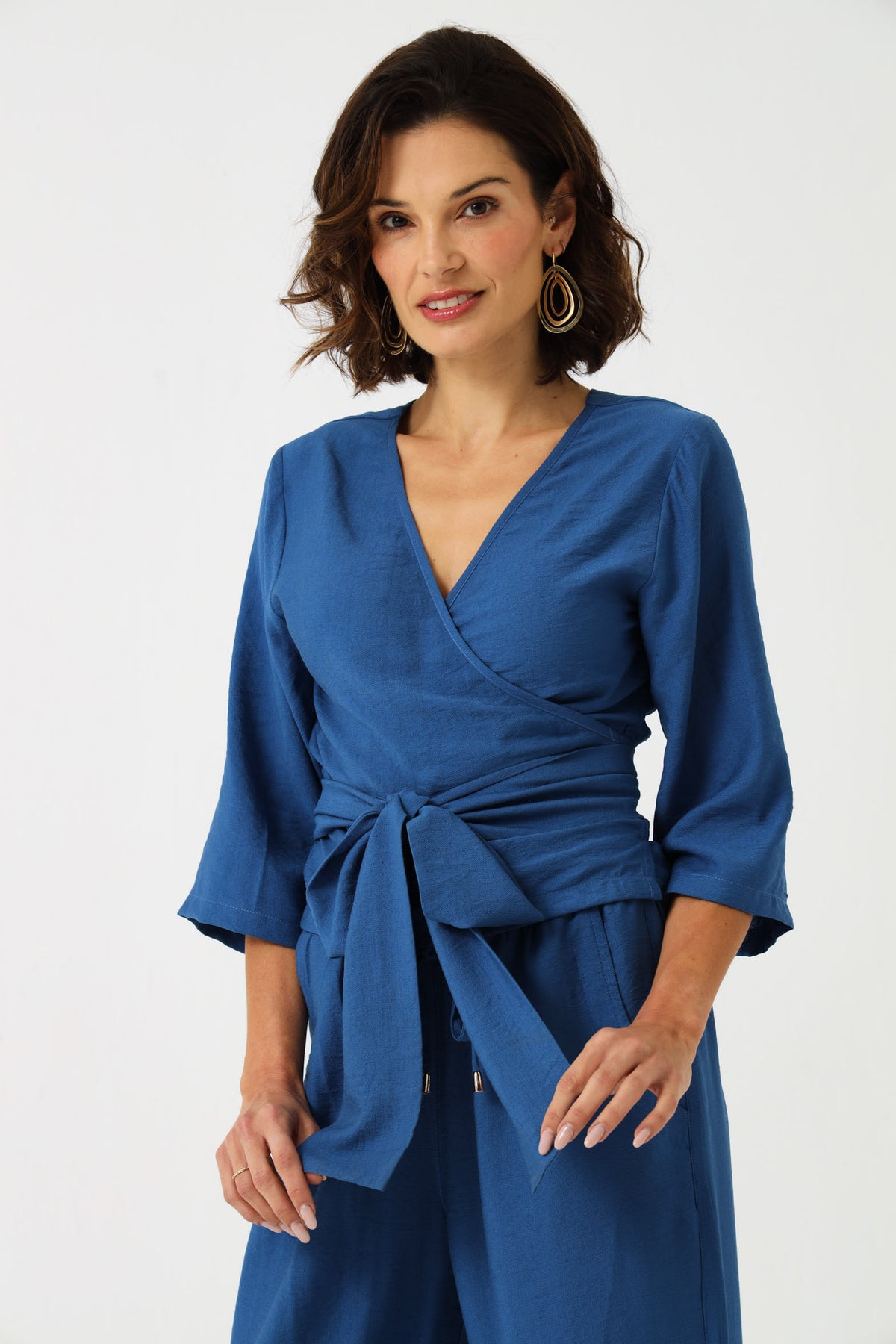 CROPPED WRAP TOP / DEJA BLUE