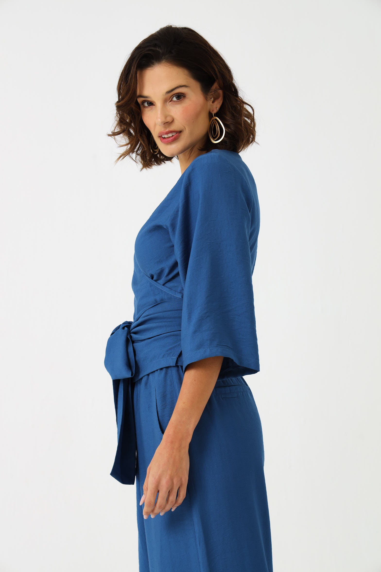 CROPPED WRAP TOP / DEJA BLUE