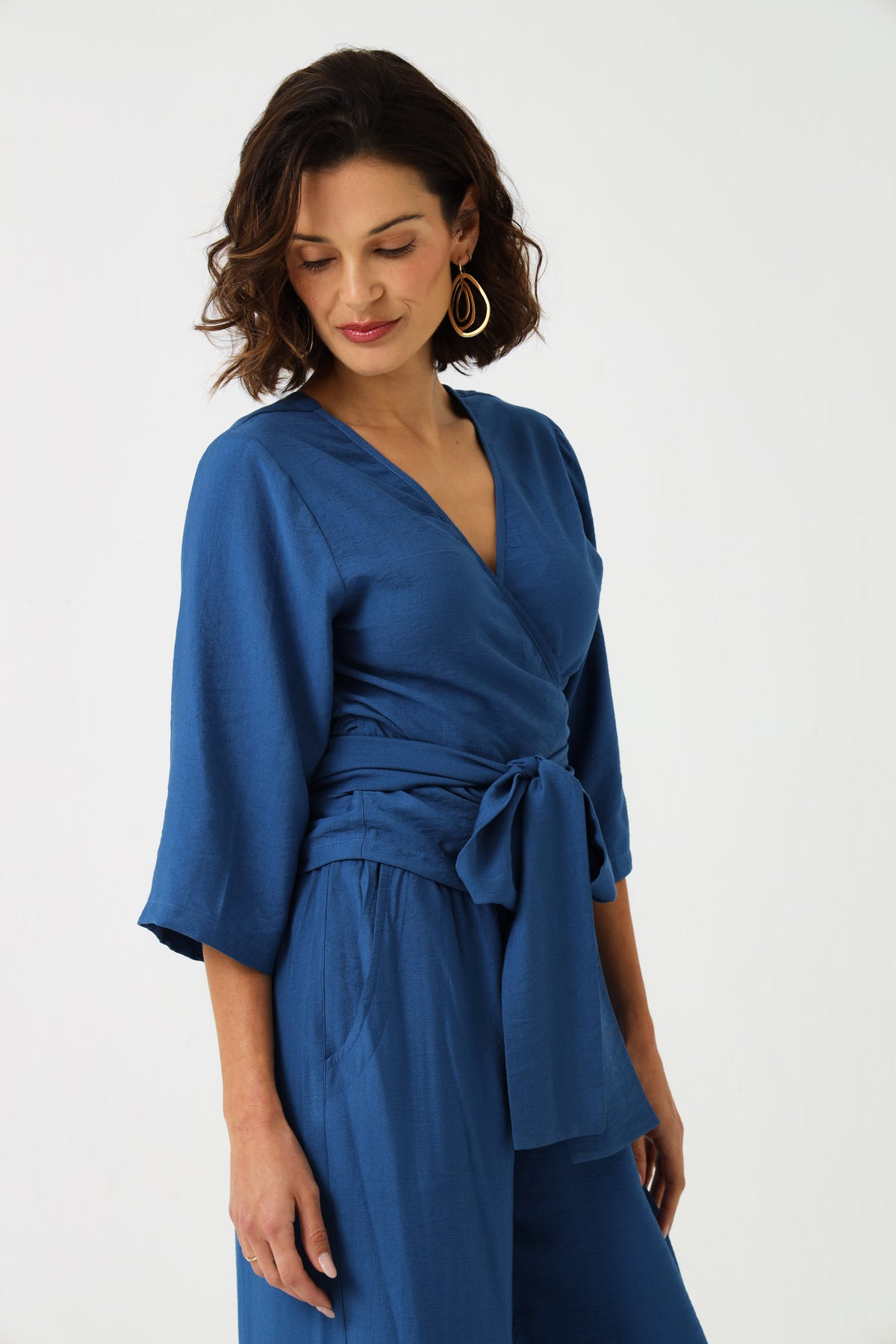 CROPPED WRAP TOP / DEJA BLUE