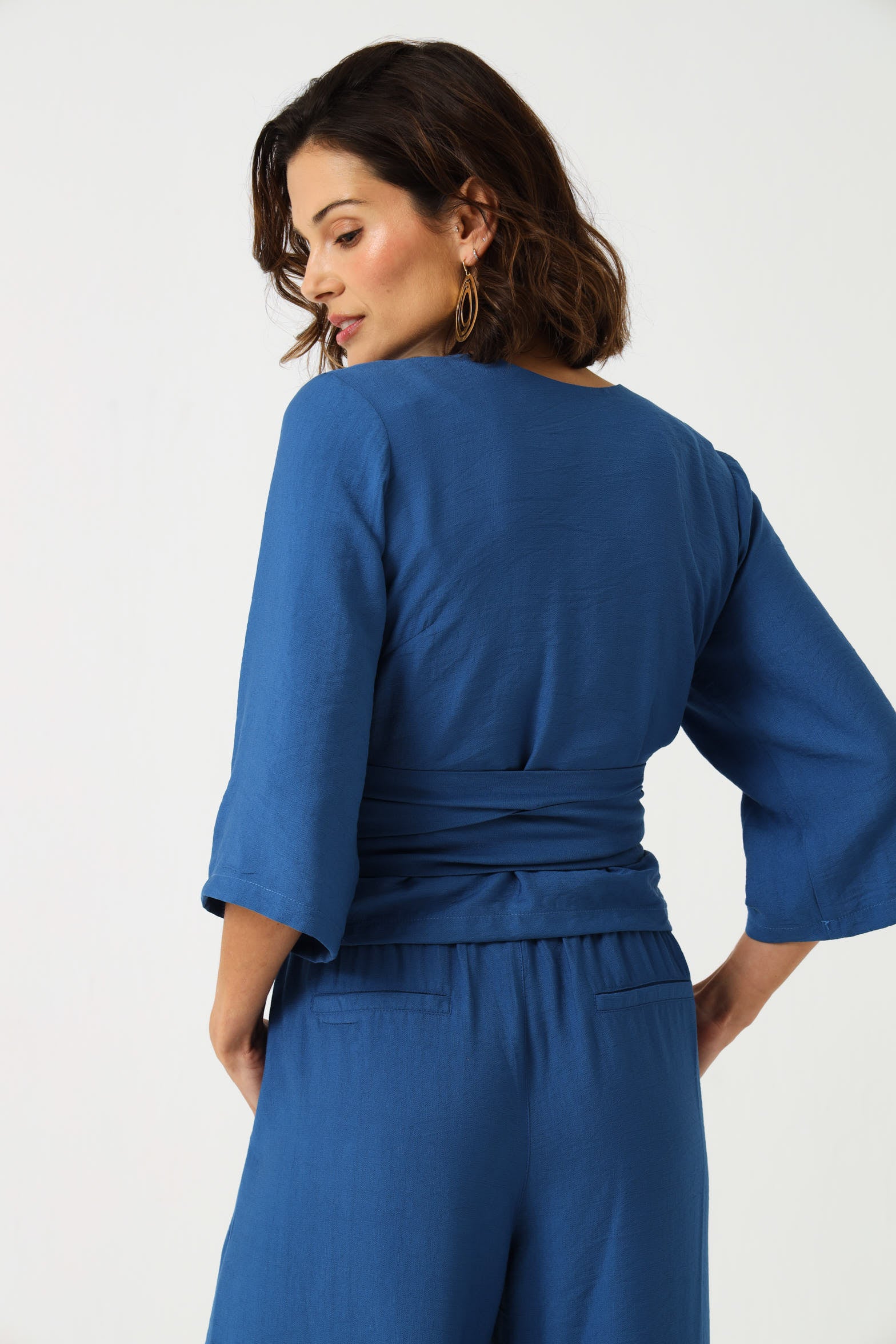 CROPPED WRAP TOP / DEJA BLUE