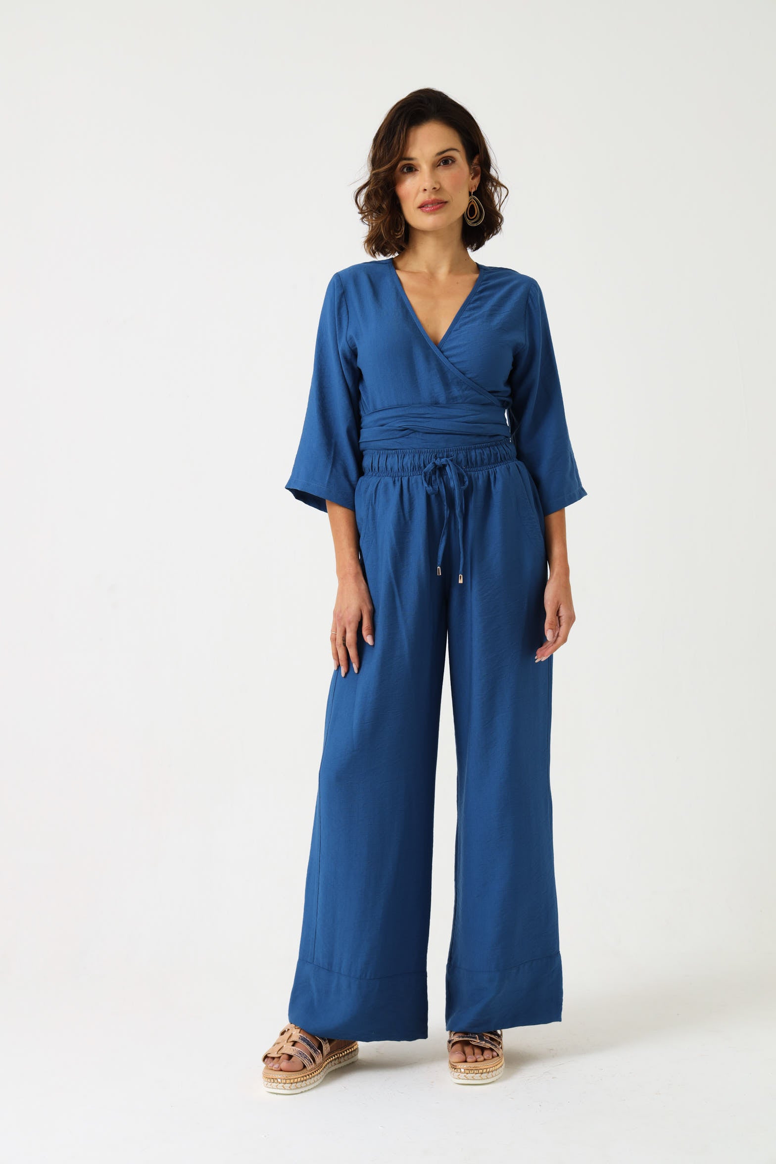 CUFFED DRAWSTRING PANTS / DEJA BLUE