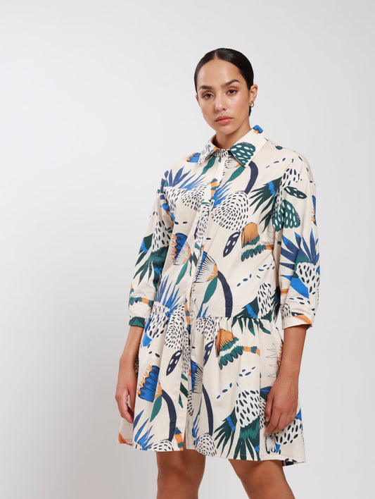 SHACKET MIDI DRESS / ABSTRACT POPPY