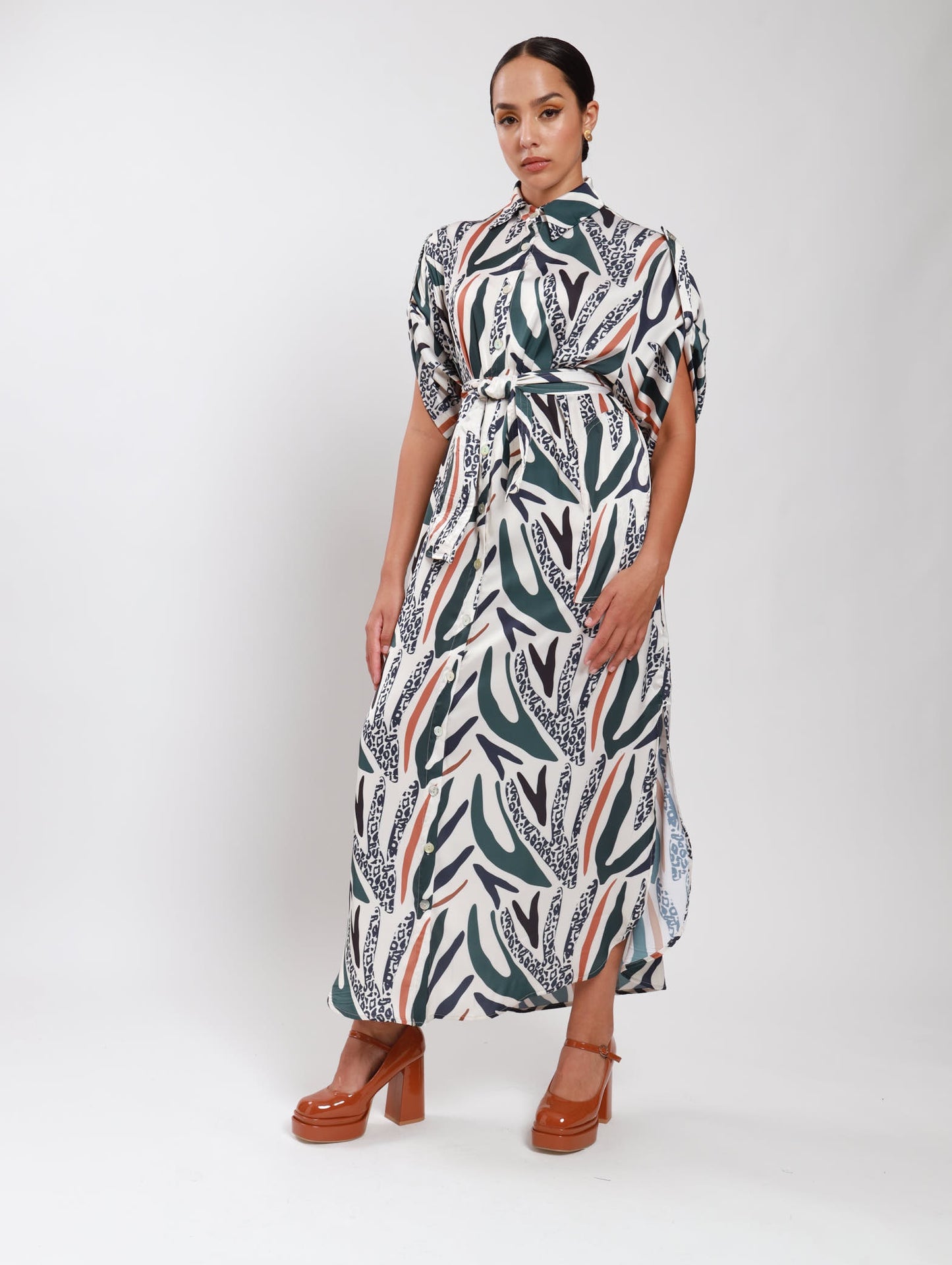 TAB DETAIL DRESS / ABSTRACT ANIMAL