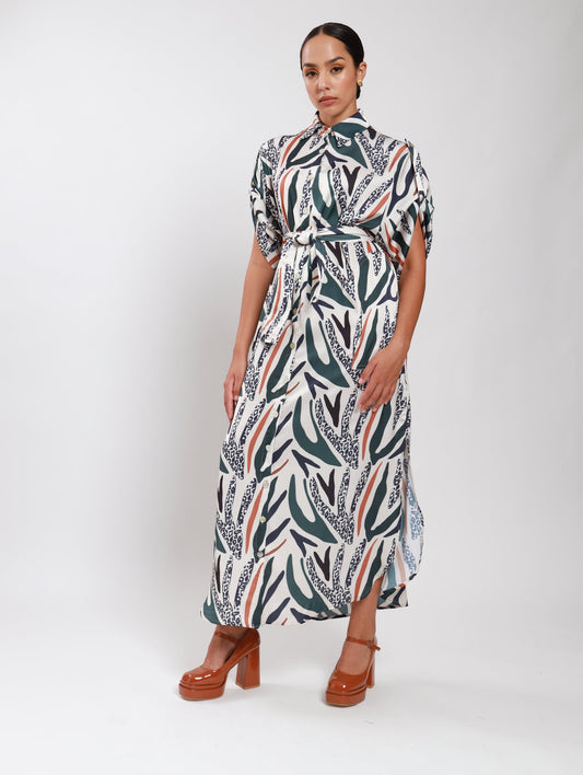 TAB DETAIL DRESS / ABSTRACT ANIMAL