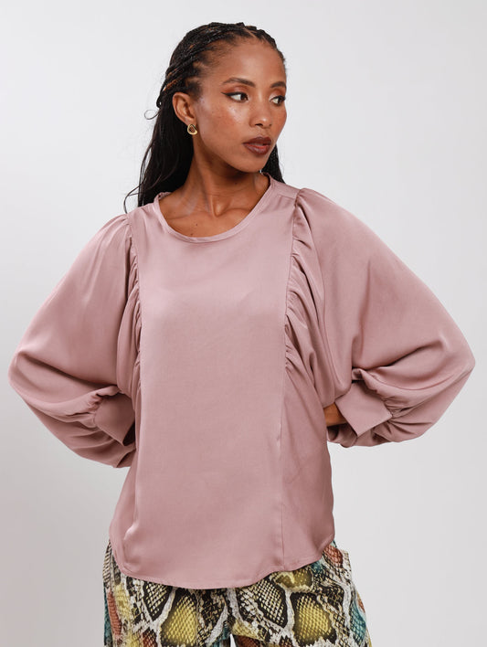 ANGEL SLEEVE TOP / BLUSH
