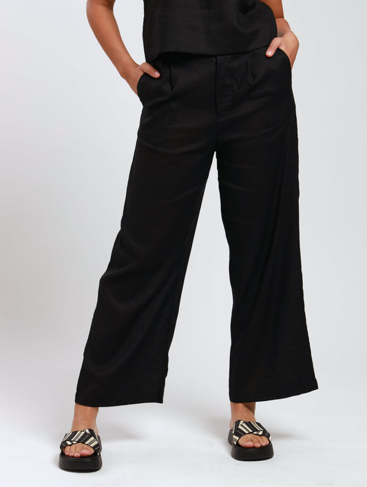 RELAXED PALAZZO / BLACK MODAL LINEN
