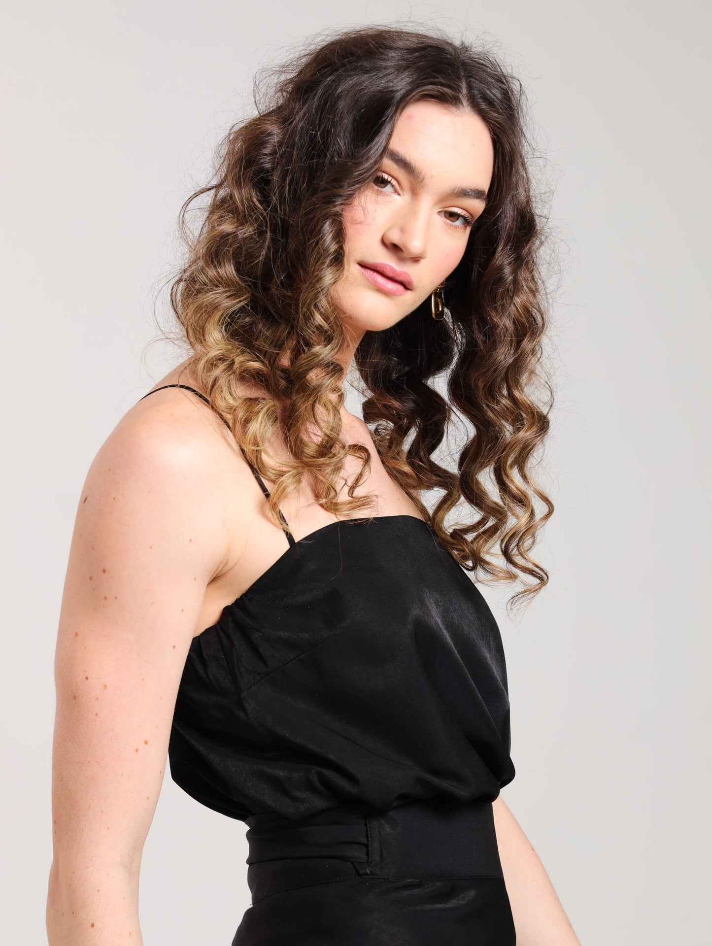 CAMI TOP / BLACK SATIN TWILL