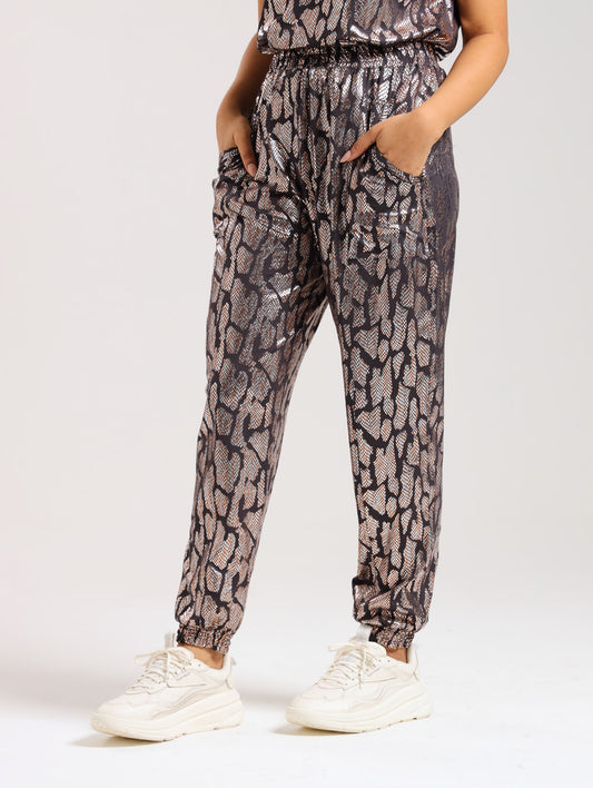JOGGERS / METALLIC ANIMAL PRINT