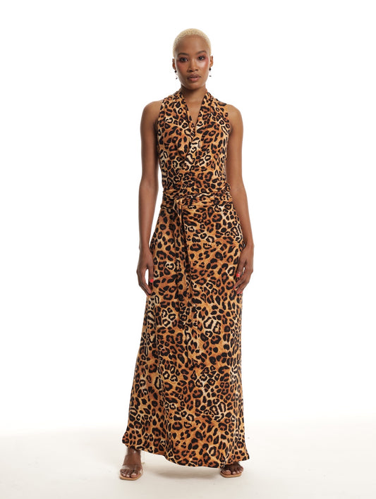 COWL MAXI WRAP / LEOPARD PRINT