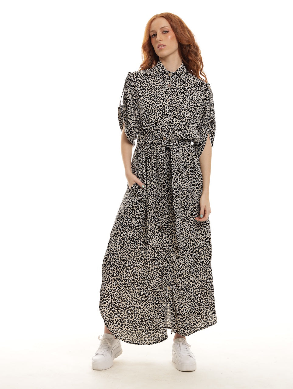 TAB DETAIL MAXI DRESS / HIGH SUMMER ANIMAL PRINT