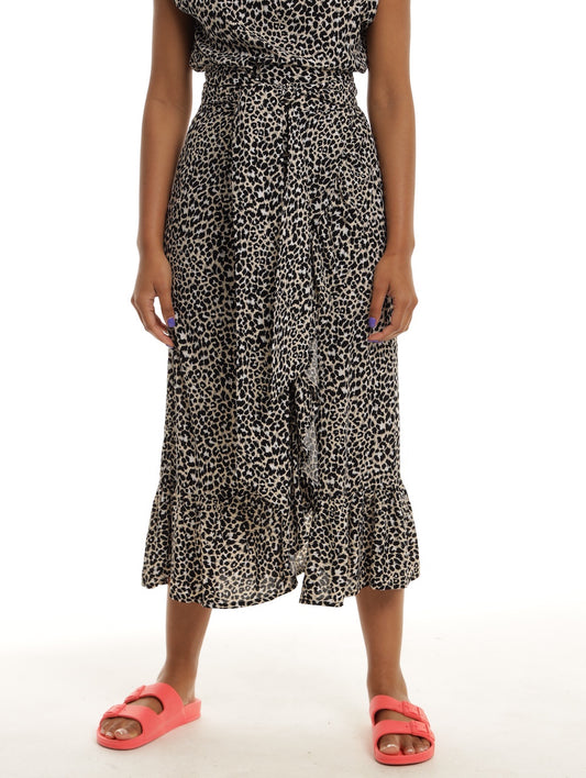 RUFFLE WRAP SKIRT / HIGH SUMMER ANIMAL PRINT