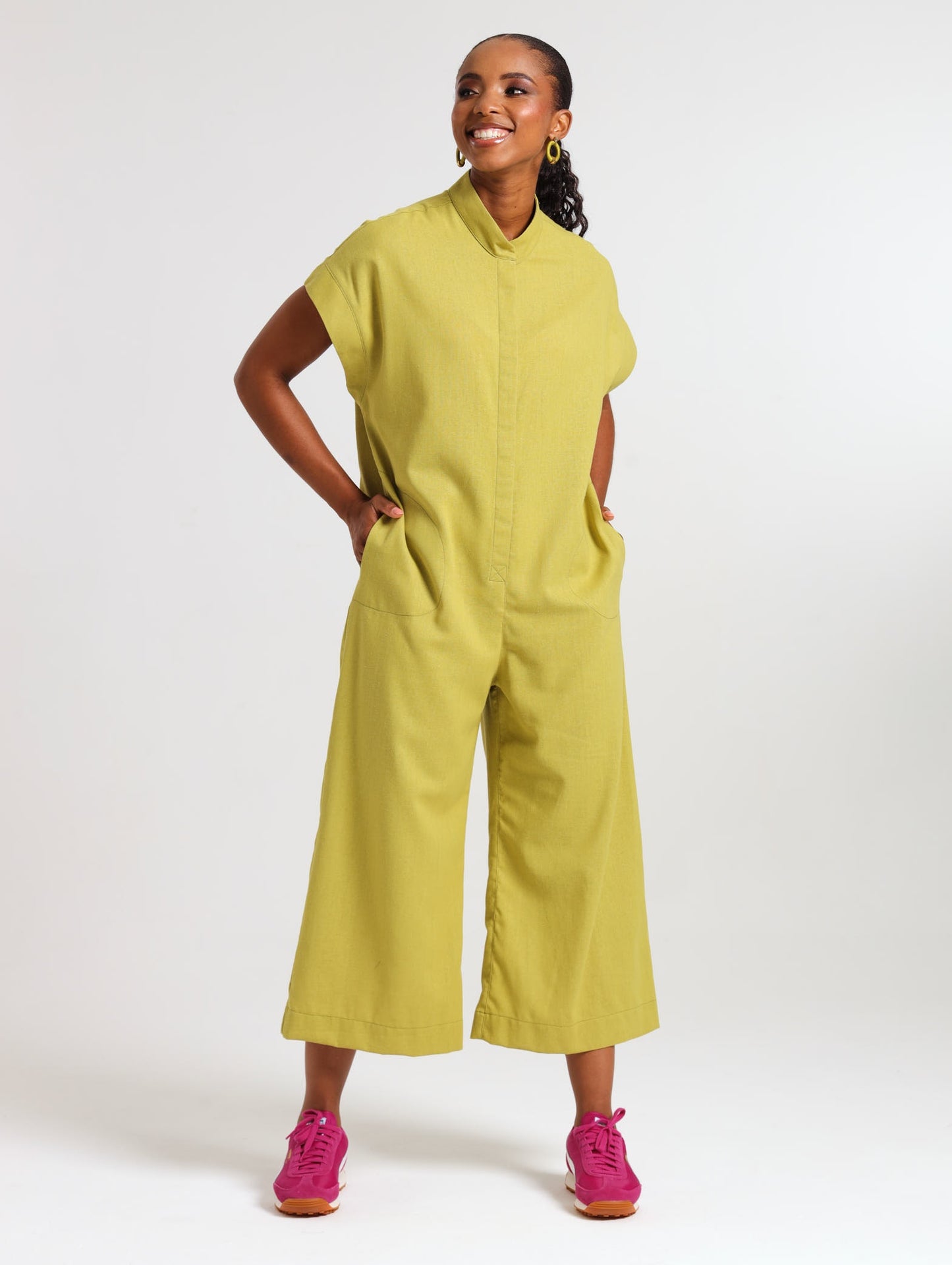 MANDARIN JUMPSUIT / CHARTREUSE