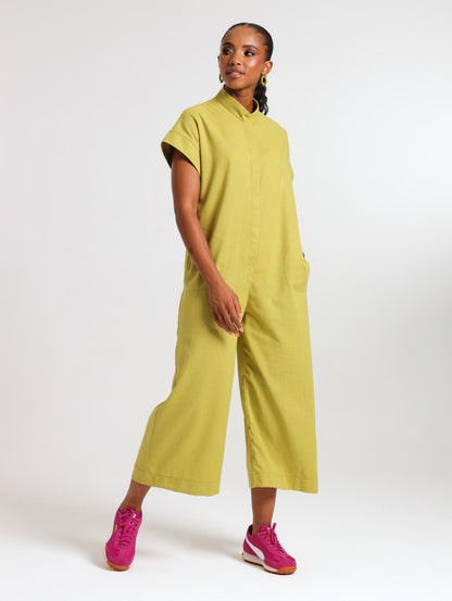 MANDARIN JUMPSUIT / CHARTREUSE