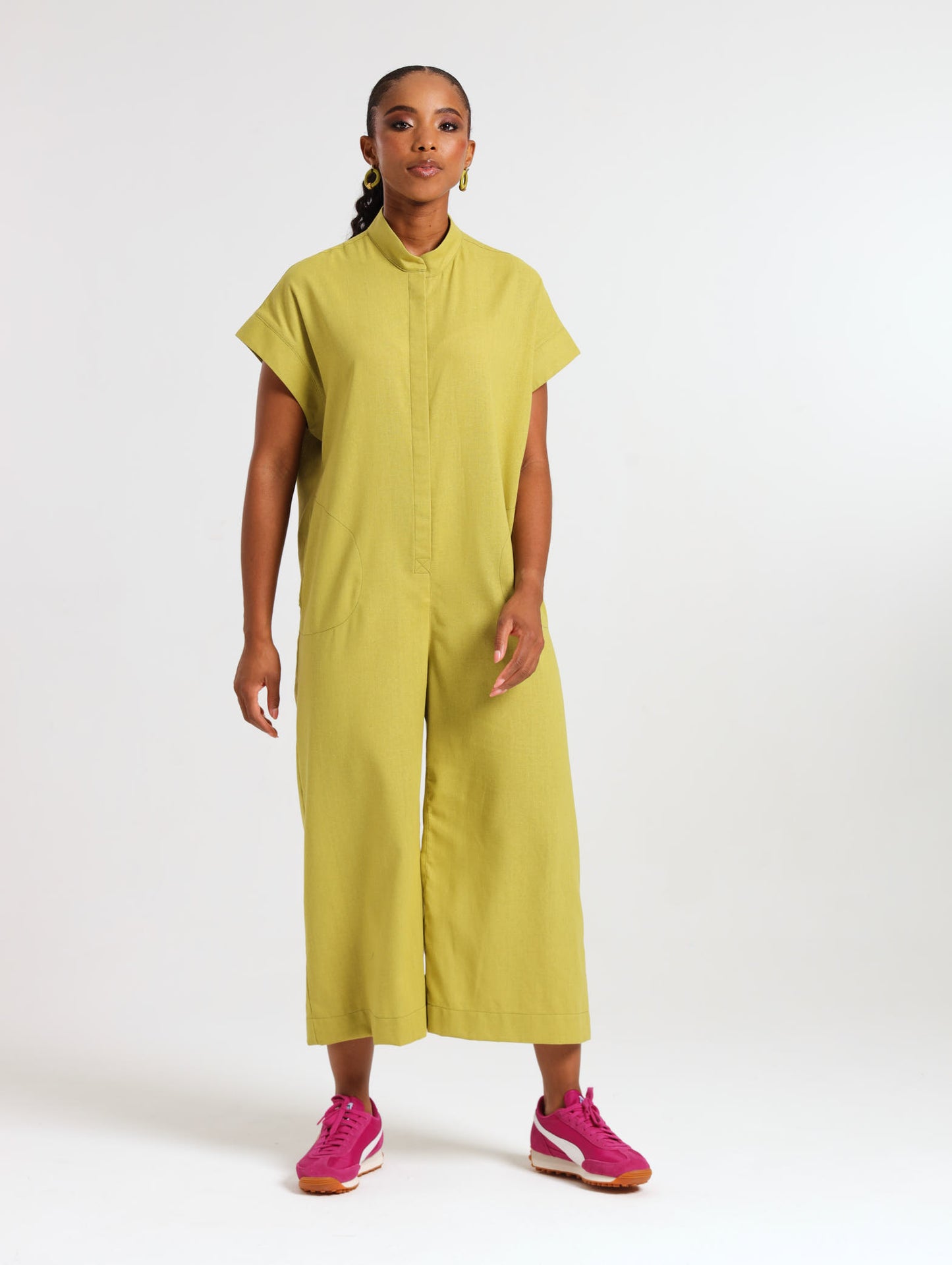 MANDARIN JUMPSUIT / CHARTREUSE