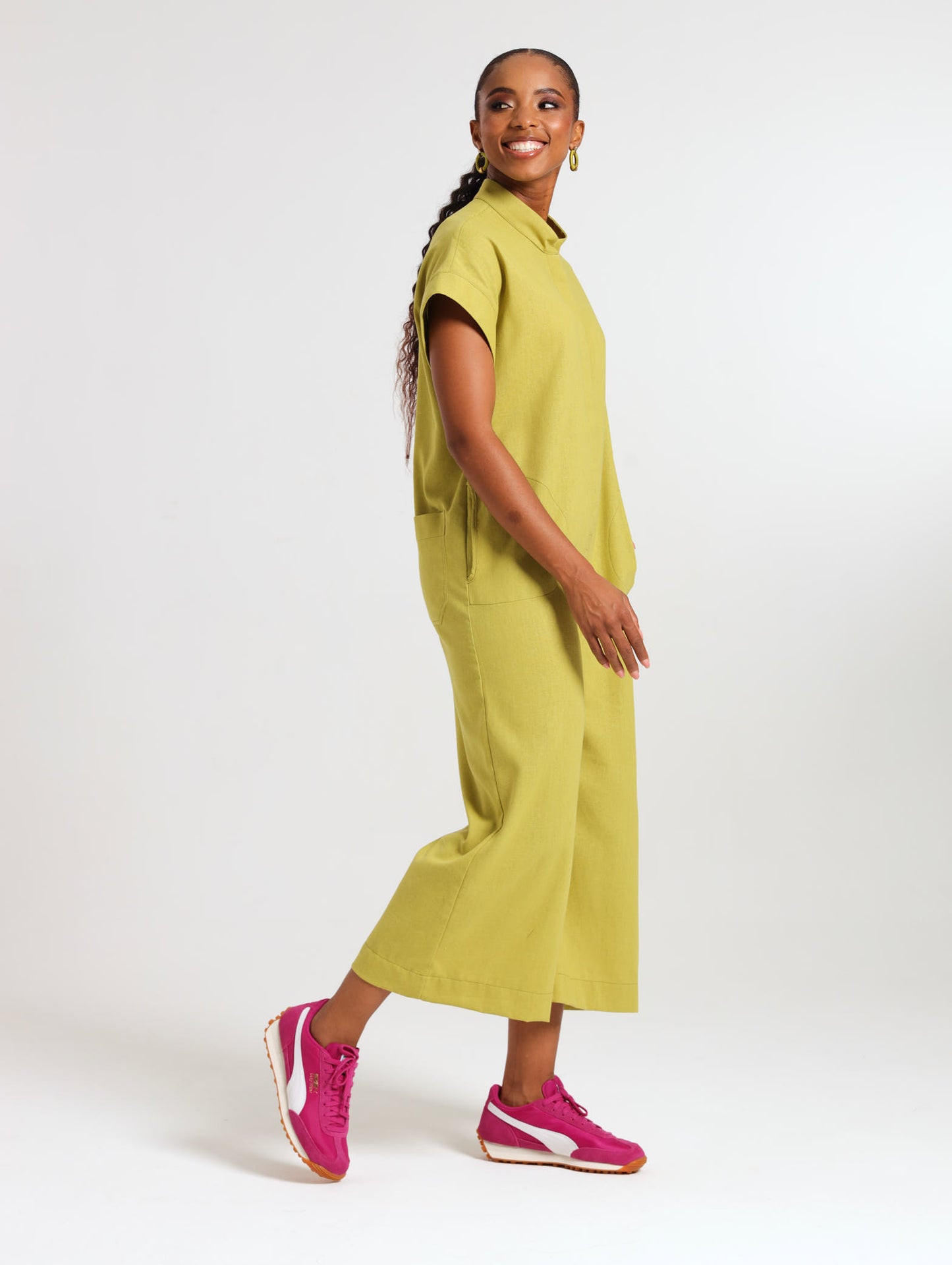 MANDARIN JUMPSUIT / CHARTREUSE