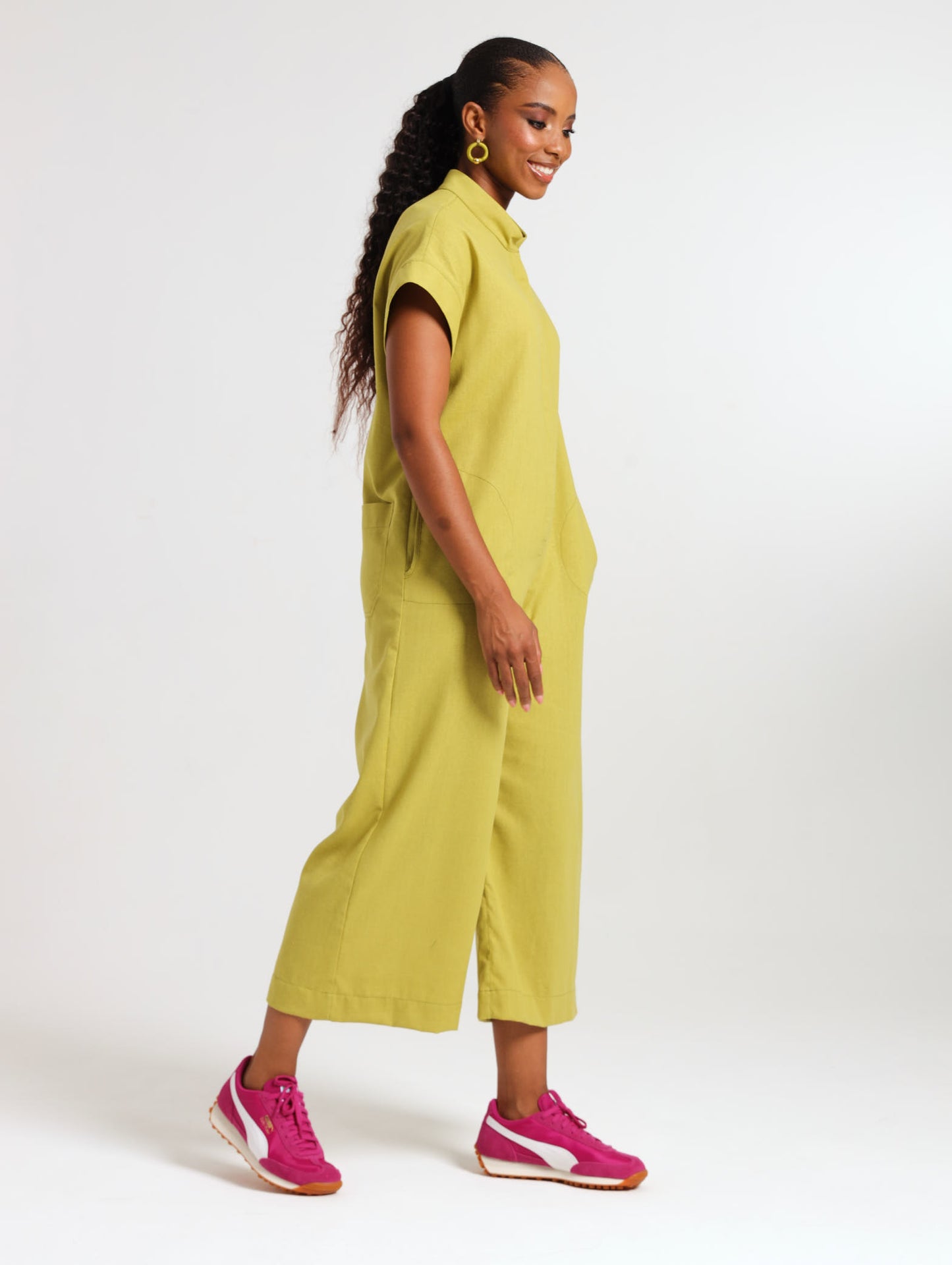 MANDARIN JUMPSUIT / CHARTREUSE