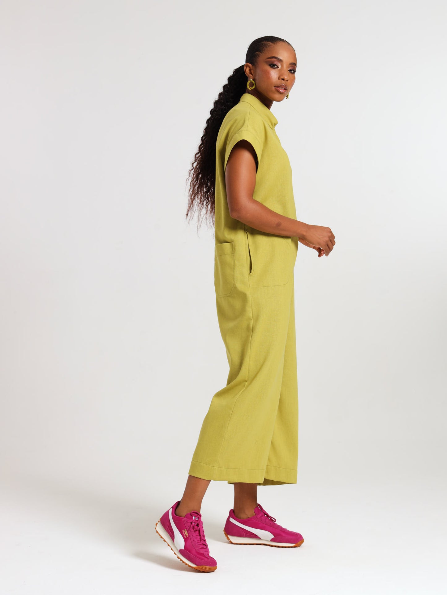 MANDARIN JUMPSUIT / CHARTREUSE