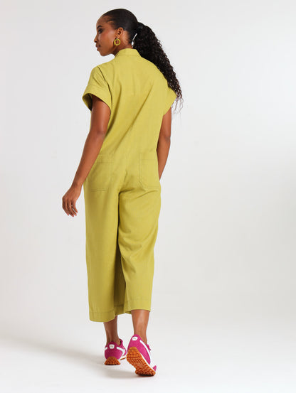MANDARIN JUMPSUIT / CHARTREUSE