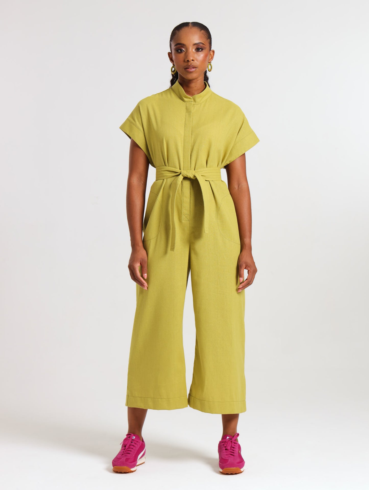 MANDARIN JUMPSUIT / CHARTREUSE