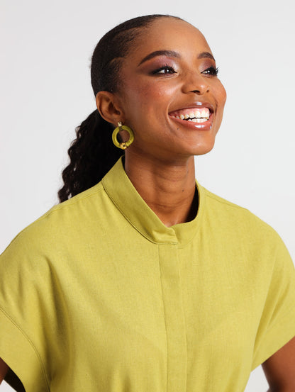MANDARIN JUMPSUIT / CHARTREUSE