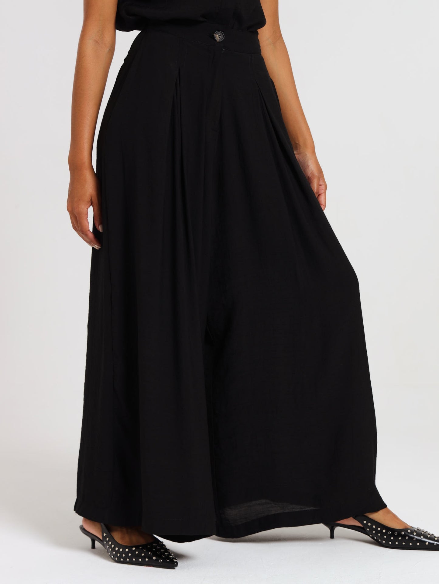 PLEAT DETAIL PALAZZO / EBONY TENCEL