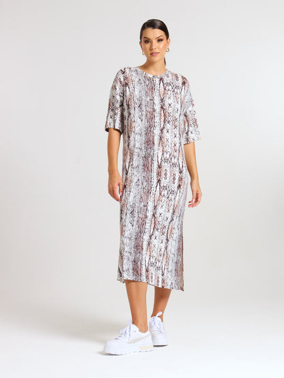 T-SHIRT DRESS / MOCCA PYTHON