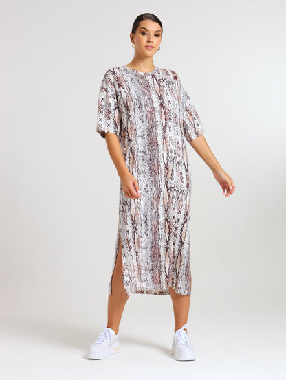 T-SHIRT DRESS / MOCCA PYTHON