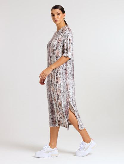 T-SHIRT DRESS / MOCCA PYTHON