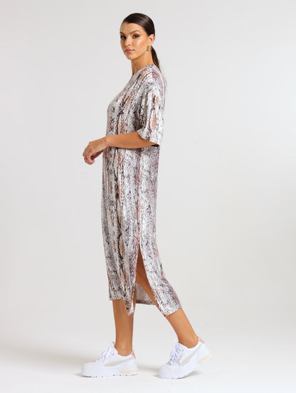 T-SHIRT DRESS / MOCCA PYTHON