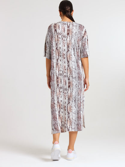 T-SHIRT DRESS / MOCCA PYTHON