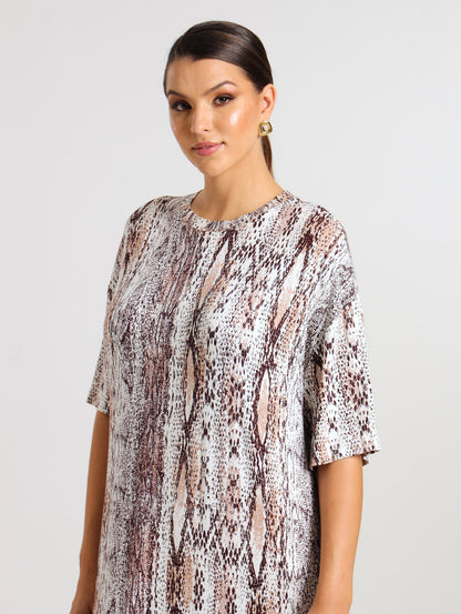 T-SHIRT DRESS / MOCCA PYTHON