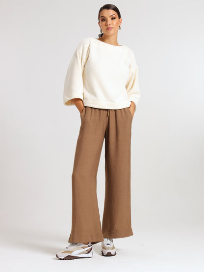 LONGSLEEVE BOX TOP / IVORY FAUX FUR