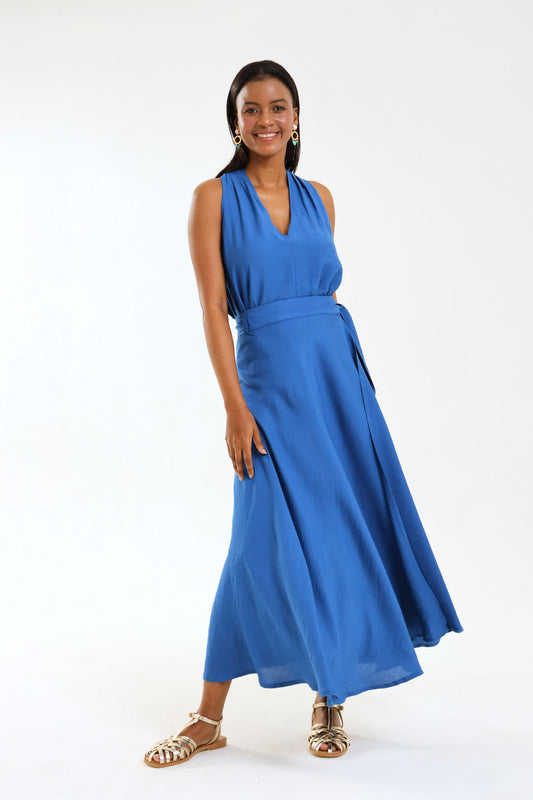 MAXI WRAP SKIRT / DEJA BLUE