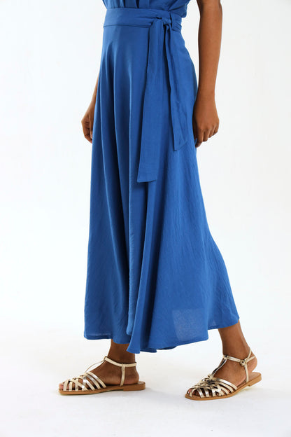 MAXI WRAP SKIRT / DEJA BLUE