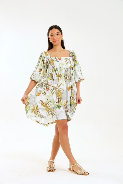 PUFF SLEEEVE MIDI / VALENCIA PALM