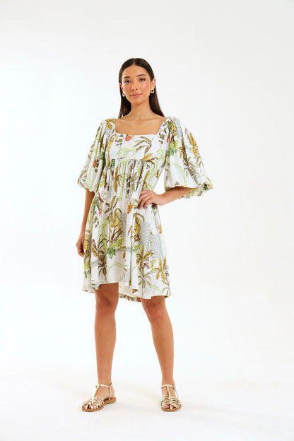 PUFF SLEEEVE MIDI / VALENCIA PALM