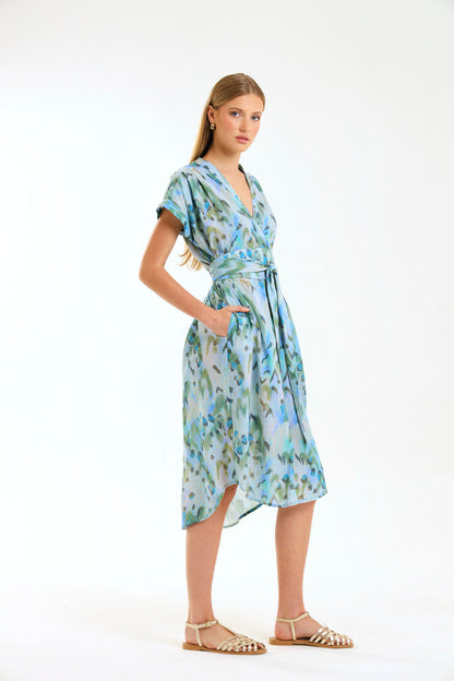 TULIP MAXI DRESS / AZURE WILDCAT