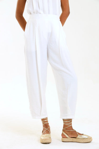 BARREL PLEATED PANTS / CRYPTO WHITE