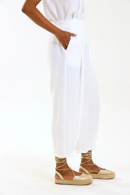BARREL PLEATED PANTS / CRYPTO WHITE