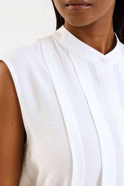 PLEATED TANK / CRYPTO WHITE