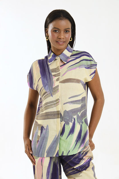 CAP SLEEVE TOP / PALM BREEZE