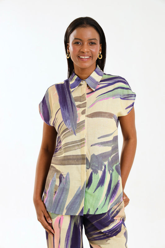 CAP SLEEVE TOP / PALM BREEZE